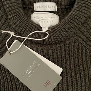 NWT Peregrine Ford Crew Wool Jumper -Olive -Made in England